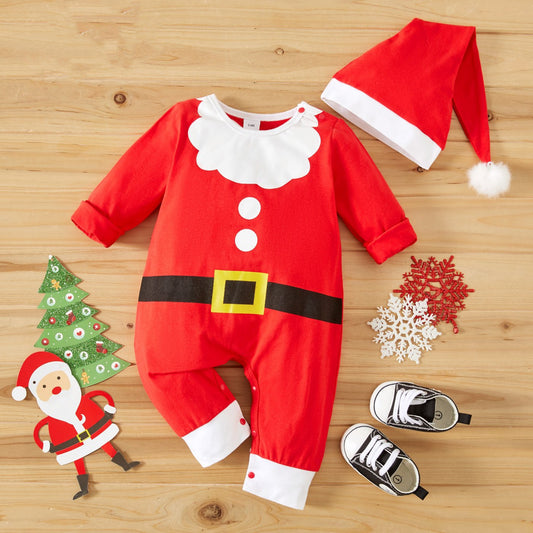 Baby Christmas Jumpsuit and Hat 100% Cotton