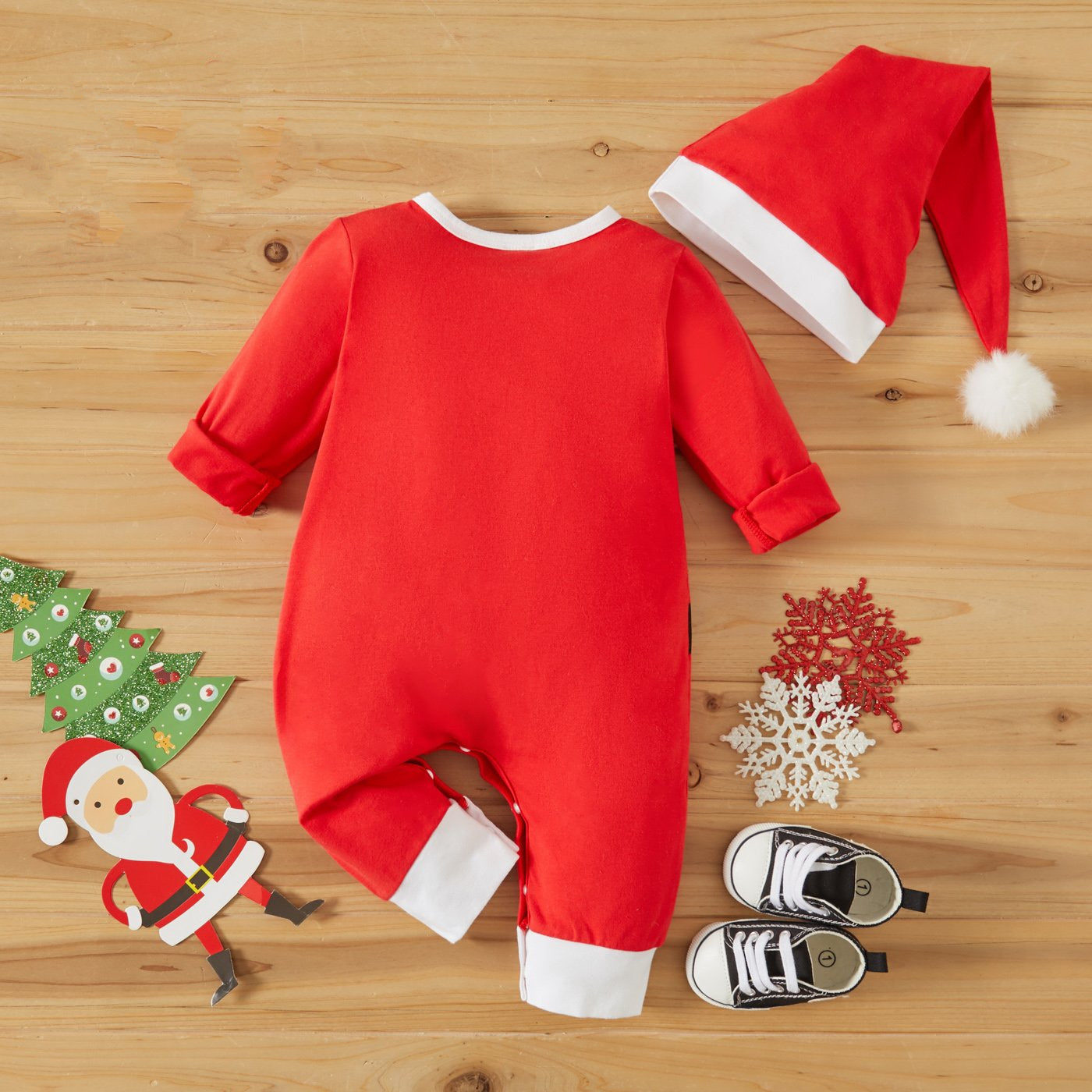 Baby Christmas Jumpsuit and Hat 100% Cotton