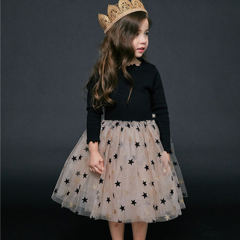 Toddler | Girl Mesh Splice Long-sleeve Dress