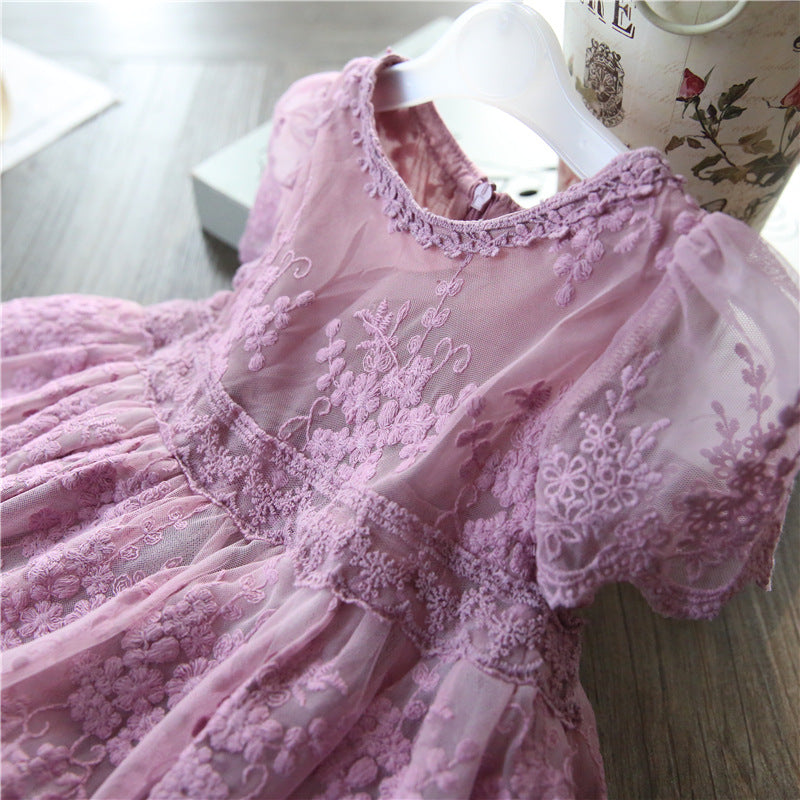 Kid/Toddler Girl Embroidery Princess Party Dress Light Purple