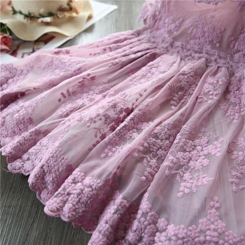Kid/Toddler Girl Embroidery Princess Party Dress Light Purple