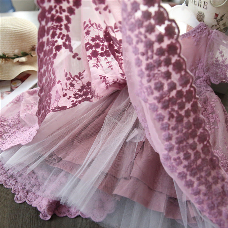 Kid/Toddler Girl Embroidery Princess Party Dress Light Purple