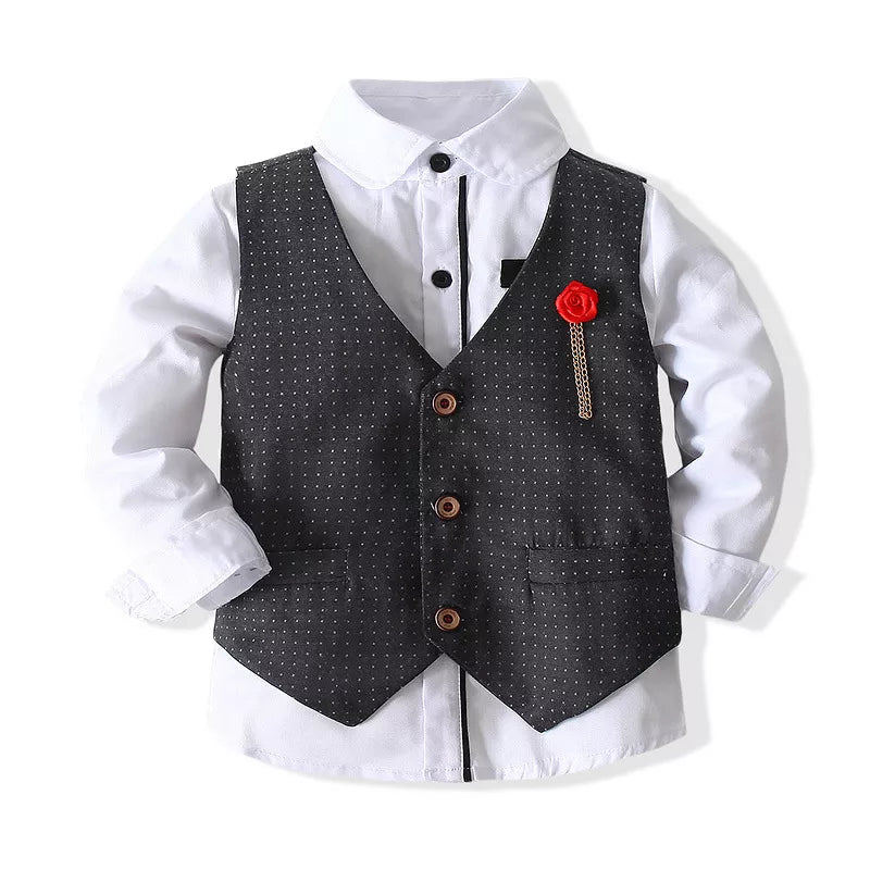 Boys Formal Suit Set, Shirt with Slim Vest and Pants