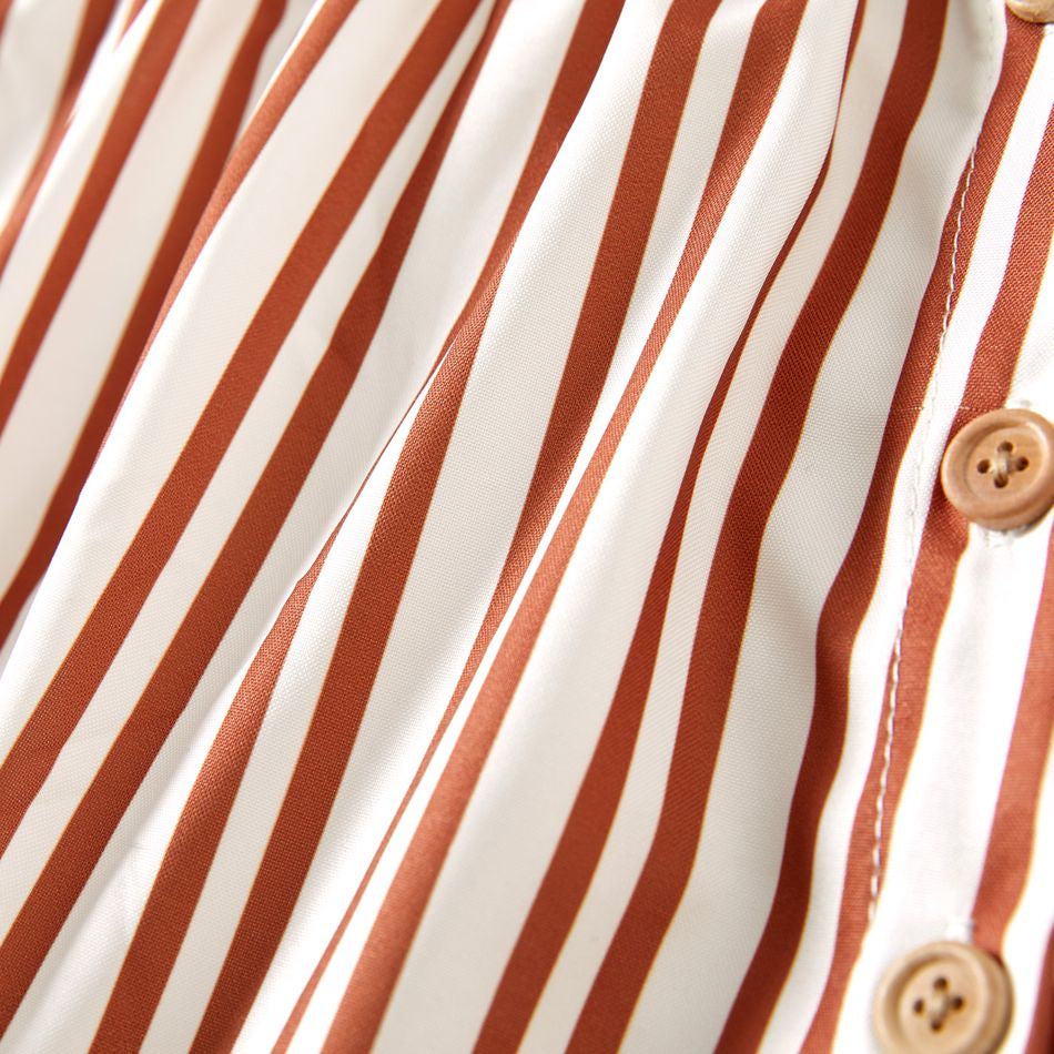 Toddler Girl Striped Square Neck Ruffle Dress