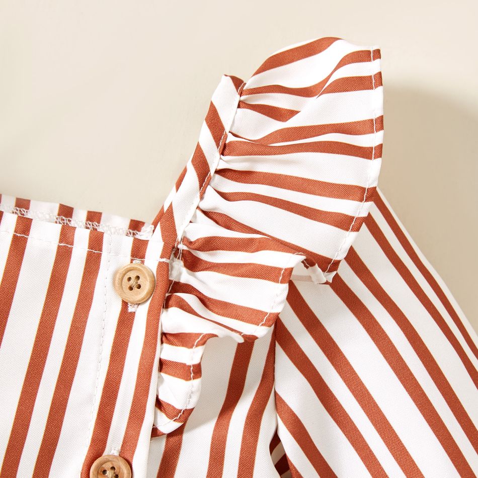 Toddler Girl Striped Square Neck Ruffle Dress