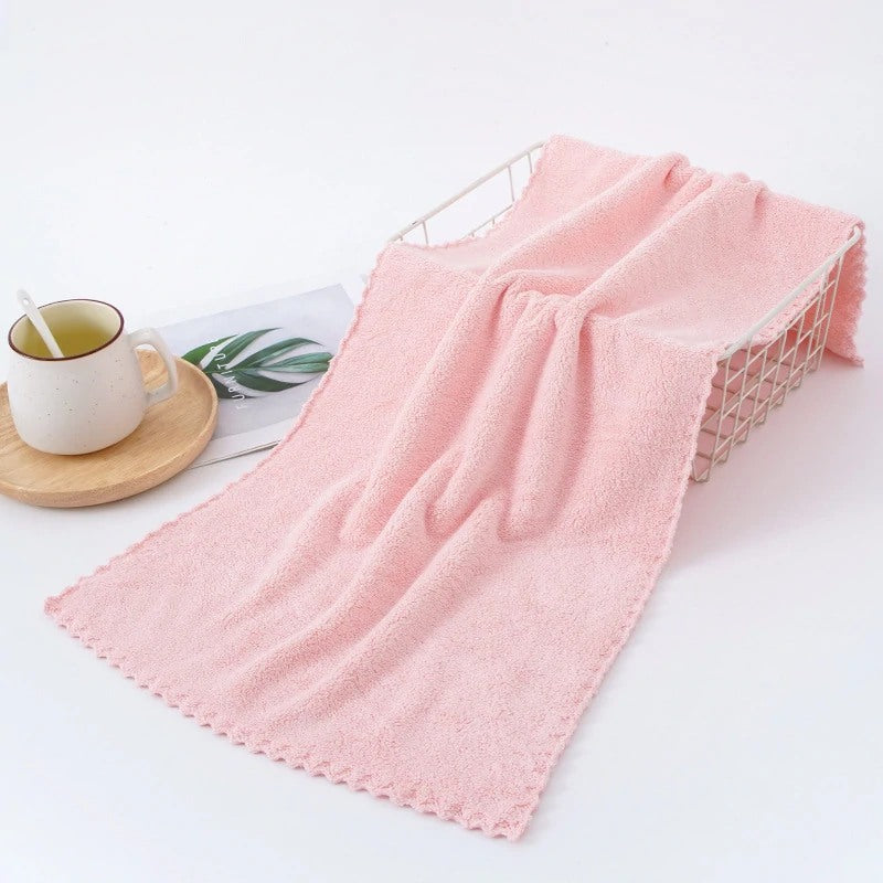Solid High Absorbent Soft Towel Soft Coral Fleece Face Washcloths
