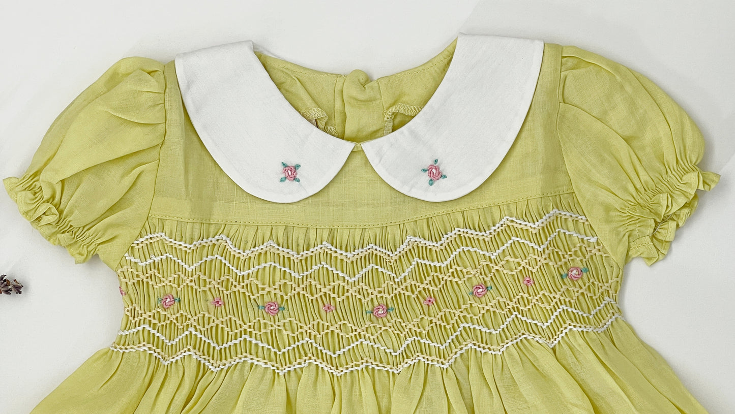 Smocked Dress Light Lime for Girls Kids NZ