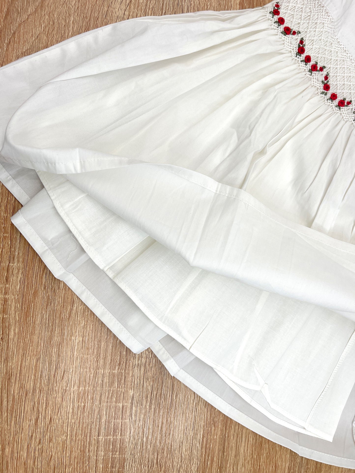 Kids Party Dress Hand Smocked Red Rose Design