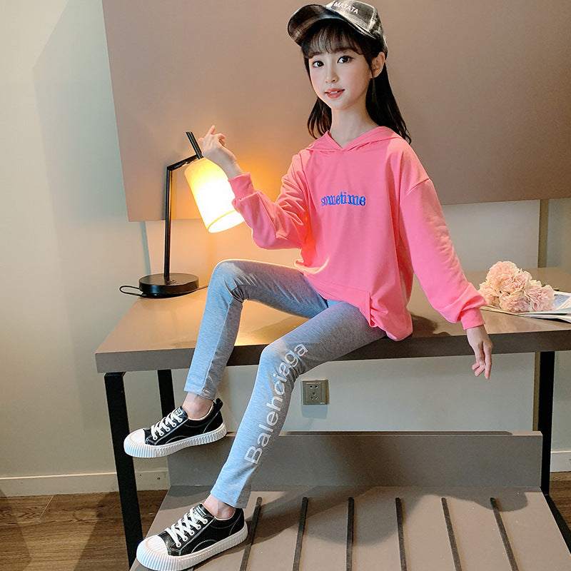 Kids Girl pink Hoodie and Leggings Set