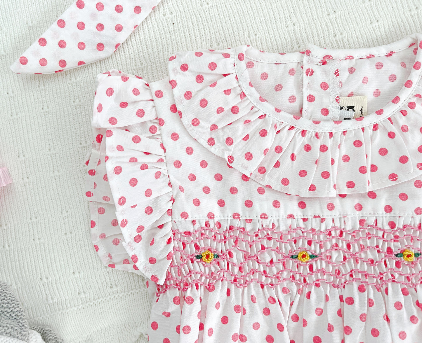 Baby Girl Smocked Romper Head band set