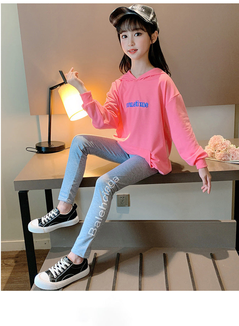 Kids Girl pink Hoodie and Leggings Set