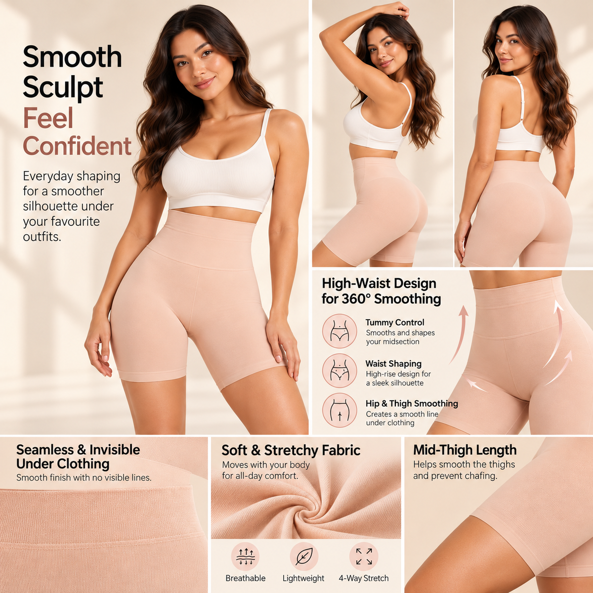 Ultra-Thin High Waist Shaping Shorts – Seamless Shapewear