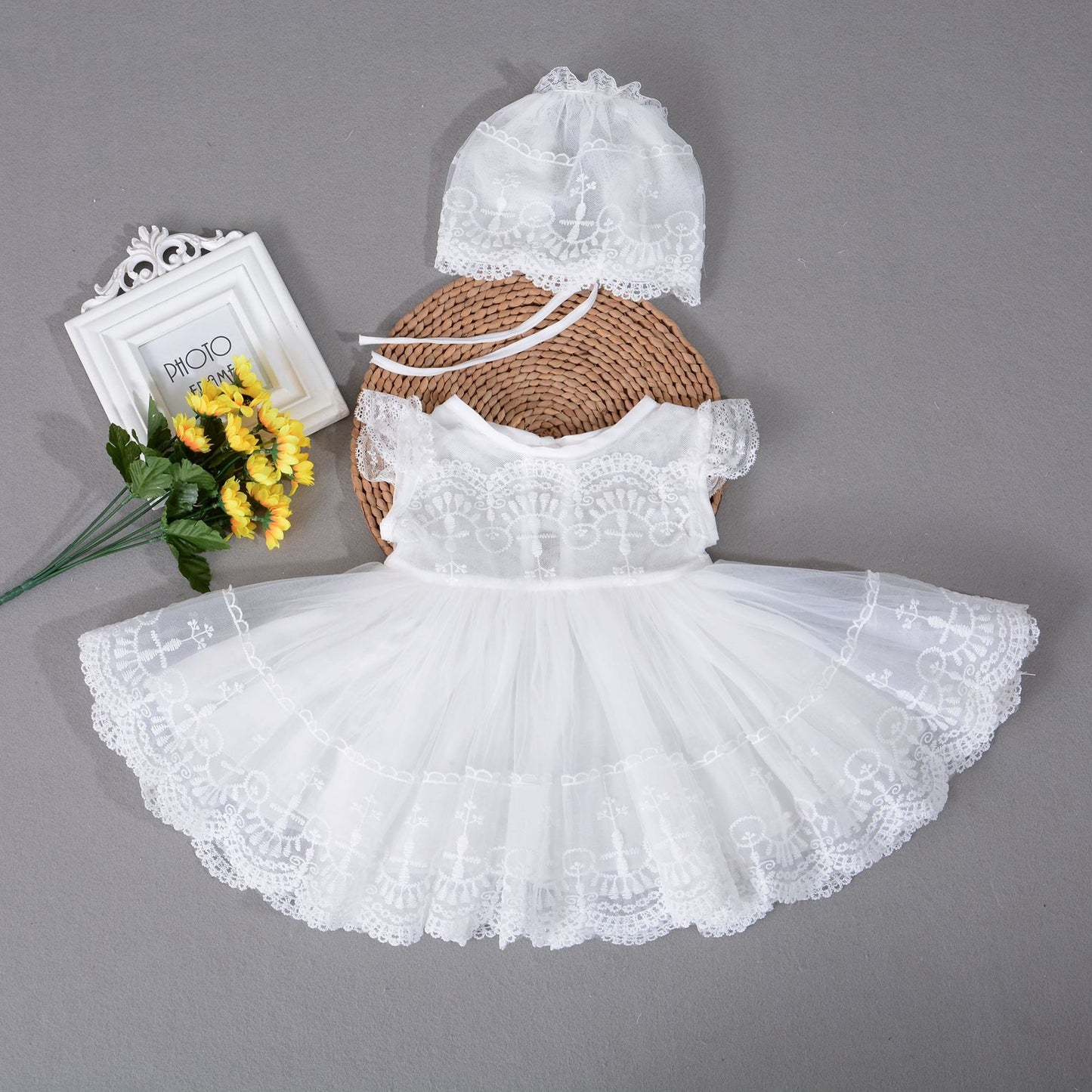 Baby Princess Party Dress and Hat Baptism dress