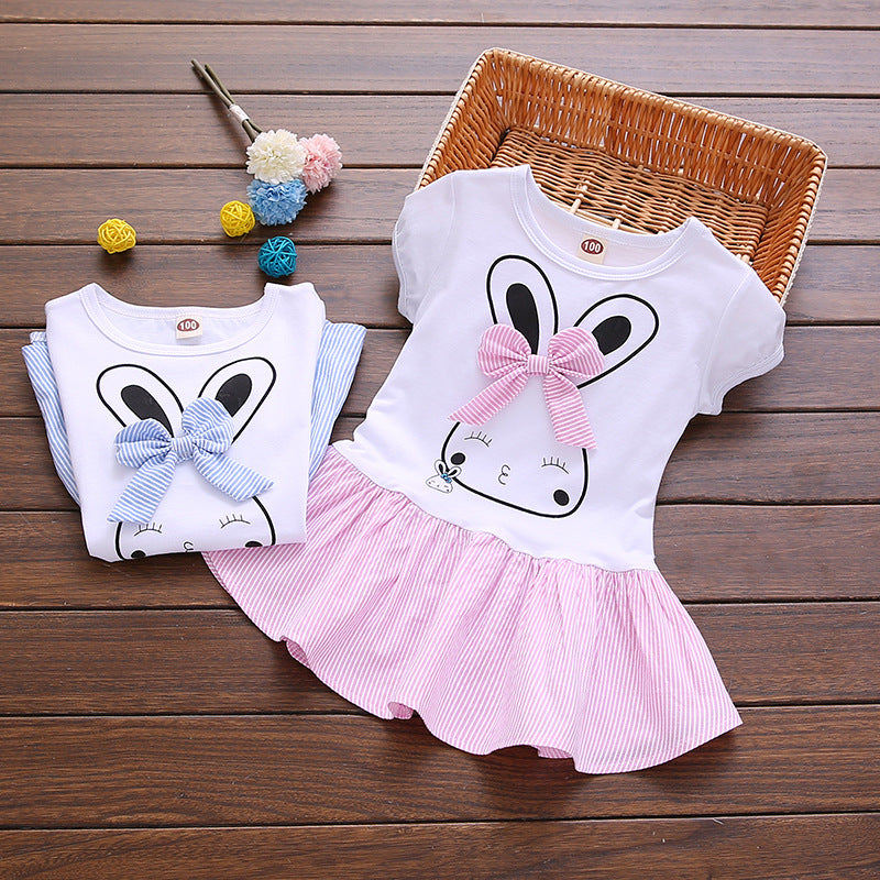 Toddler Girl Bunny Print Cotton Dress
