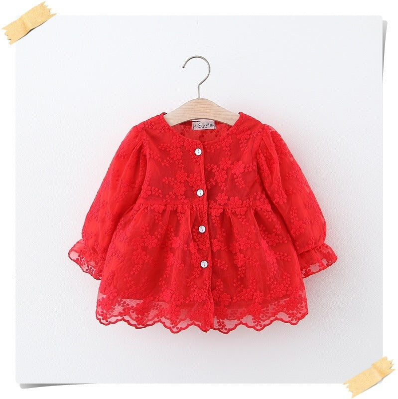 Kids baby Girl Long Sleeve Floral Design lace Dress
