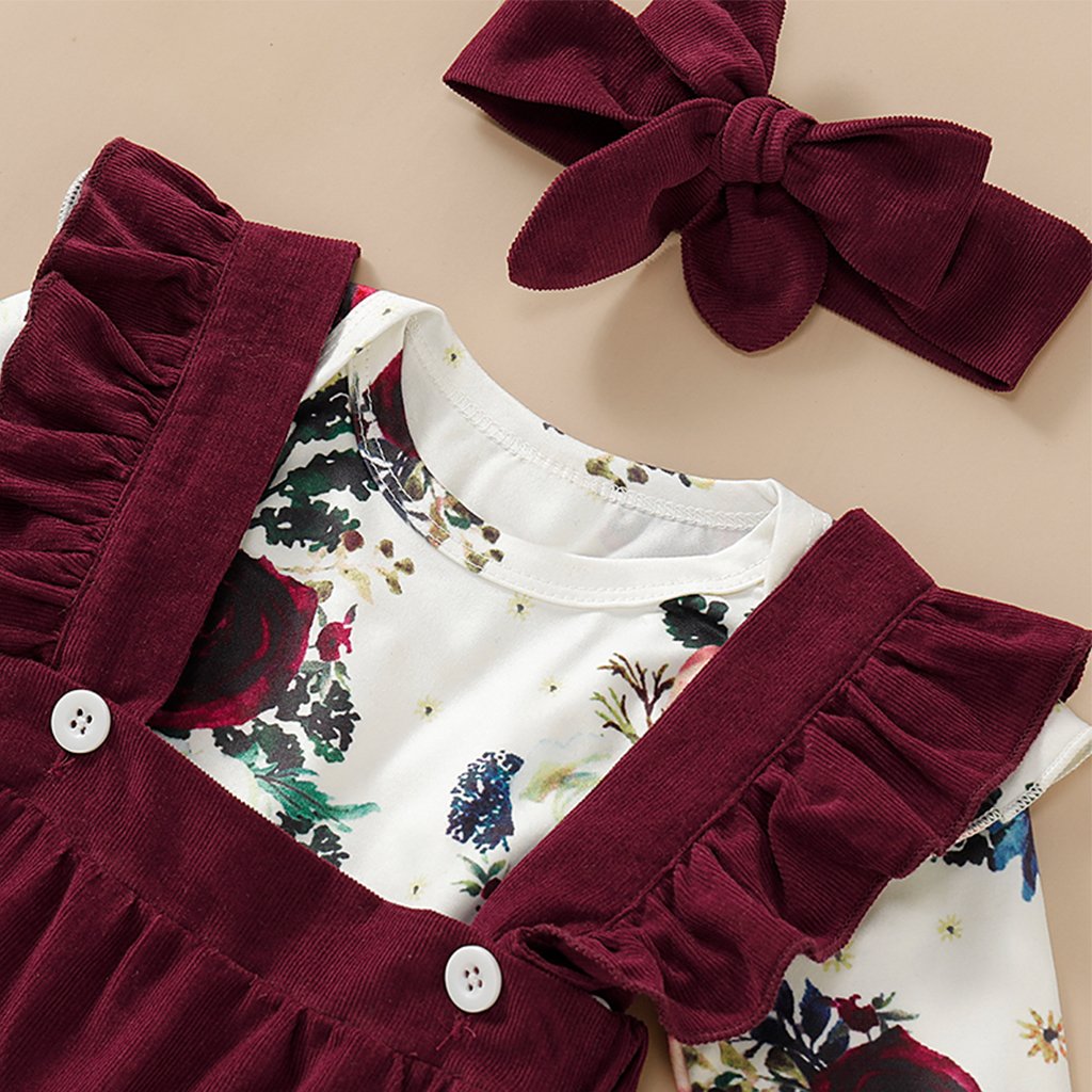 3-piece Baby / Toddler Girl Bodysuit, Suspender Skirt and Headband Set