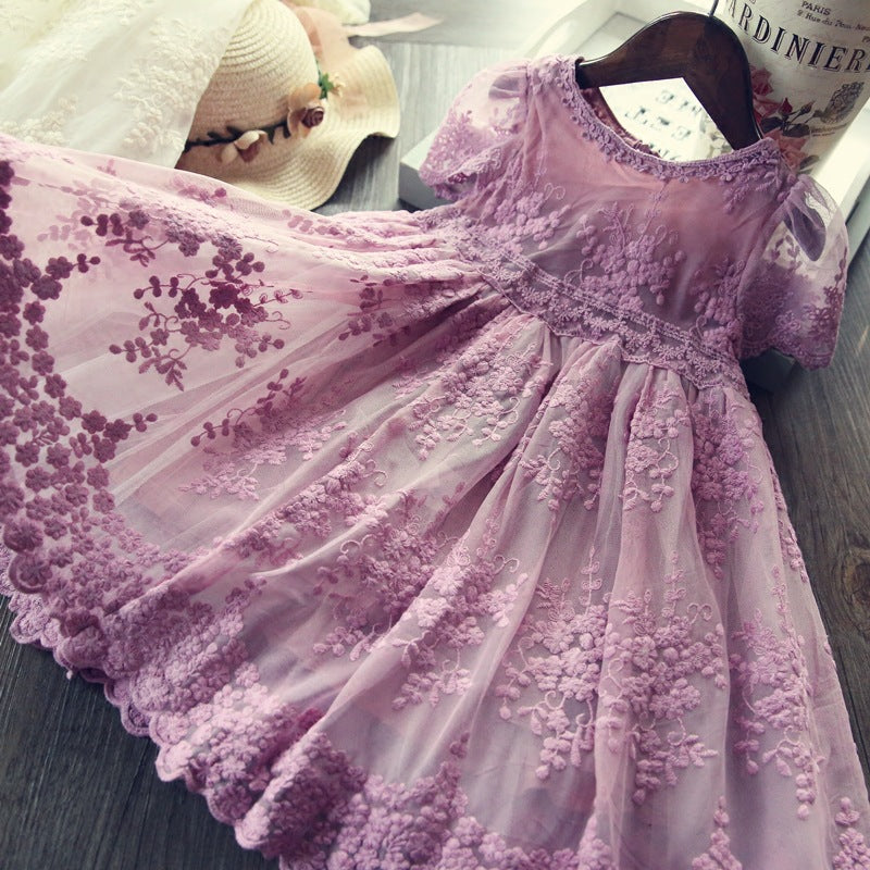 Kid/Toddler Girl Embroidery Princess Party Dress Light Purple