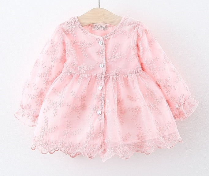 Kids baby Girl Long Sleeve Floral Design lace Dress