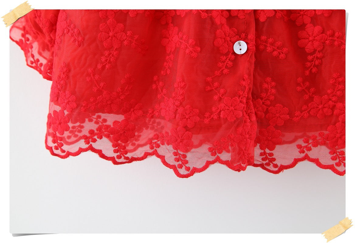 Kids baby Girl Long Sleeve Floral Design lace Dress