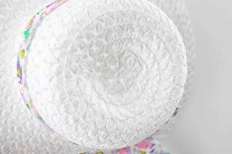 2pcs Floral Print pink Bowknot Sleeveless Baby Dress & Hat