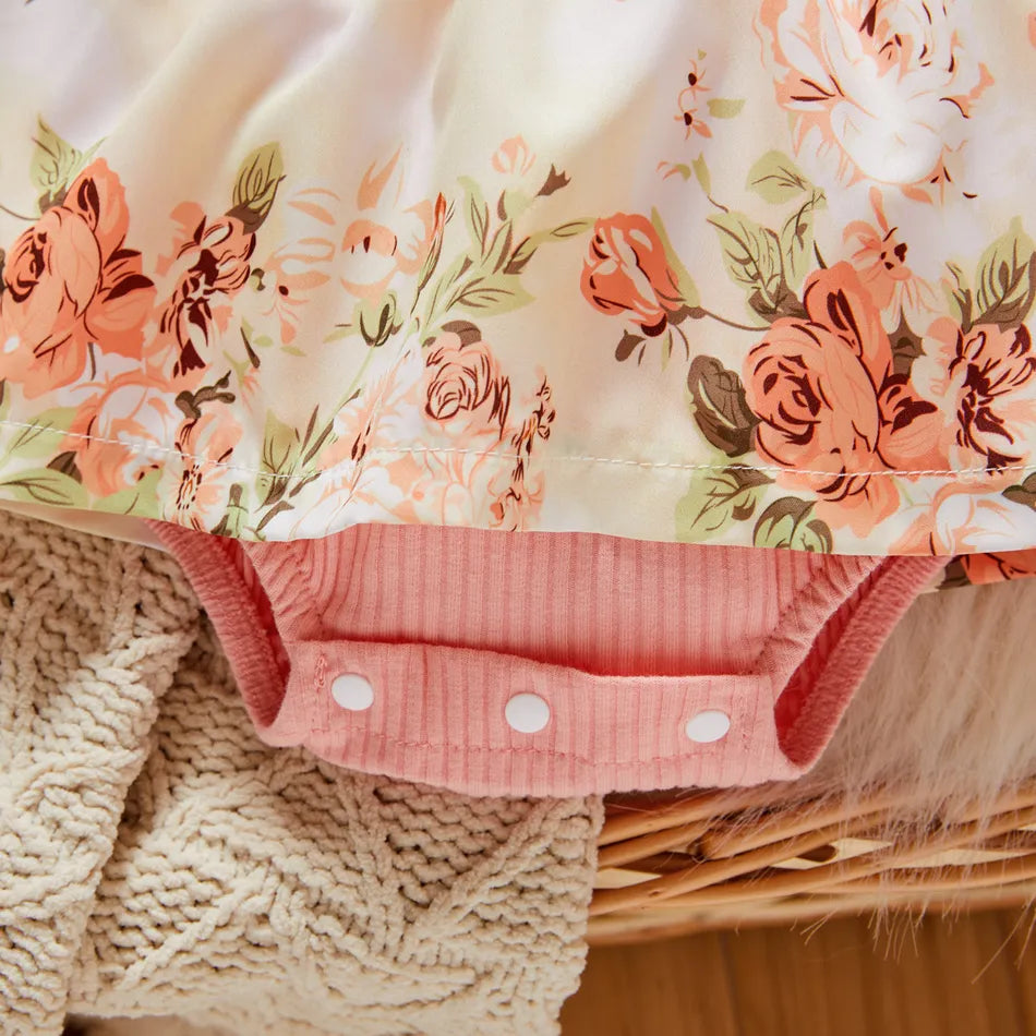 Baby Girl Cotton Romper Floral Design