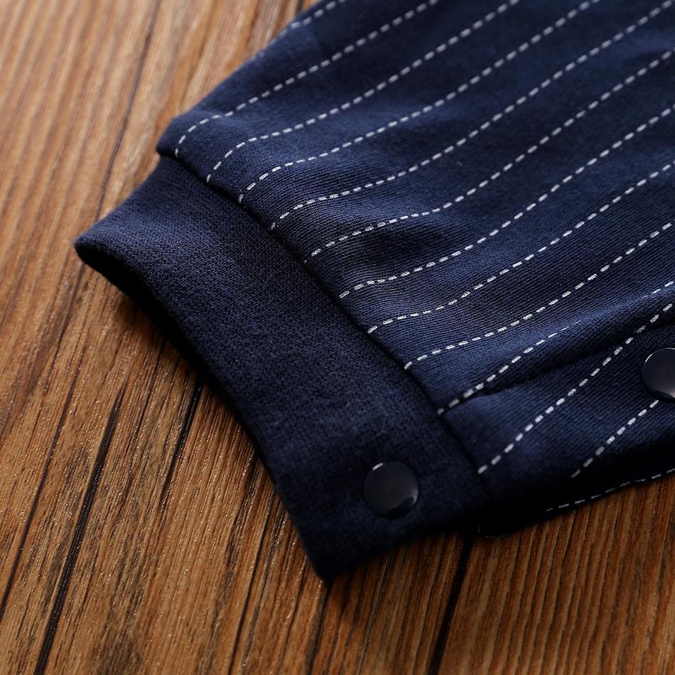 Baby Boy 100% Cotton Gentleman Bow tie Striped Jumpsuit NZ - Yara clothing nz