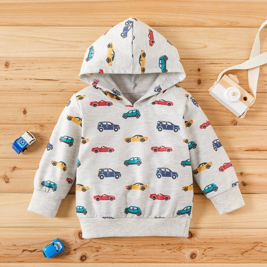 Trendy Car Print Hoodie - Yara clothing nz