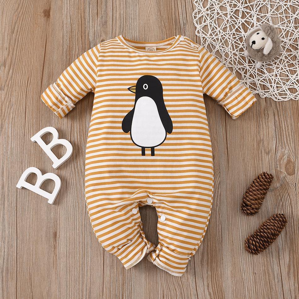 Baby Cotton Penguin Striped Jumpsuit NZ - Yara clothing nz