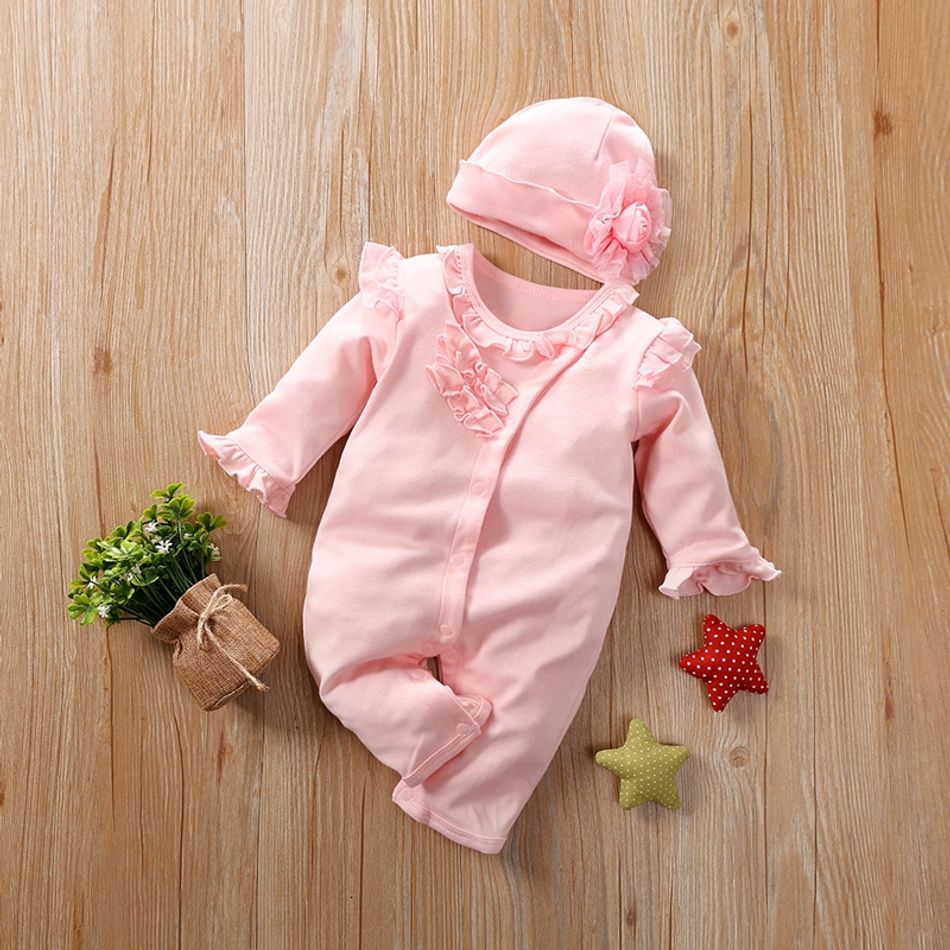 Baby girl 100% Cotton Jumpsuit and Hat