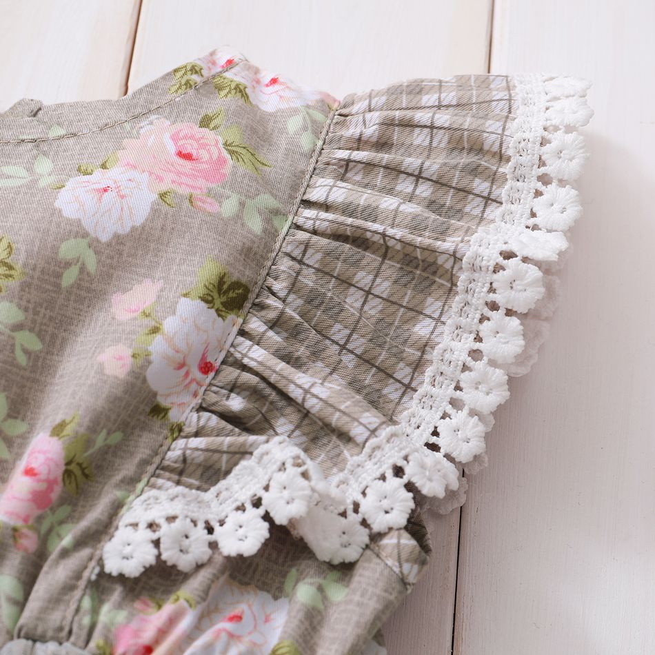 100% Cotton Baby Girl Lace Flutter-sleeve Dress Romper