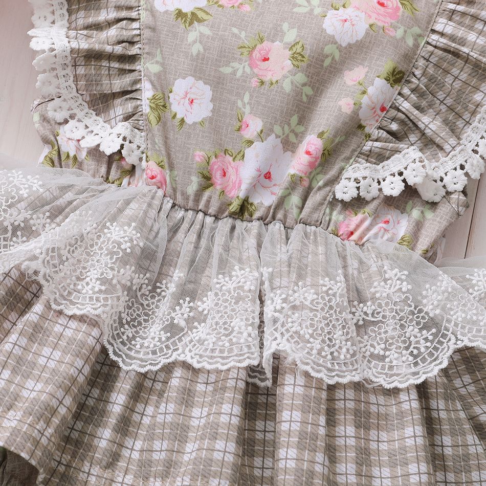 100% Cotton Baby Girl Lace Flutter-sleeve Dress Romper