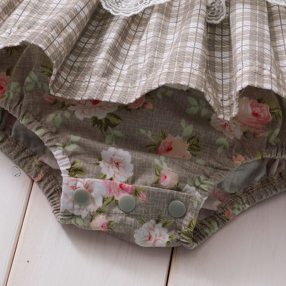 100% Cotton Baby Girl Lace Flutter-sleeve Dress Romper