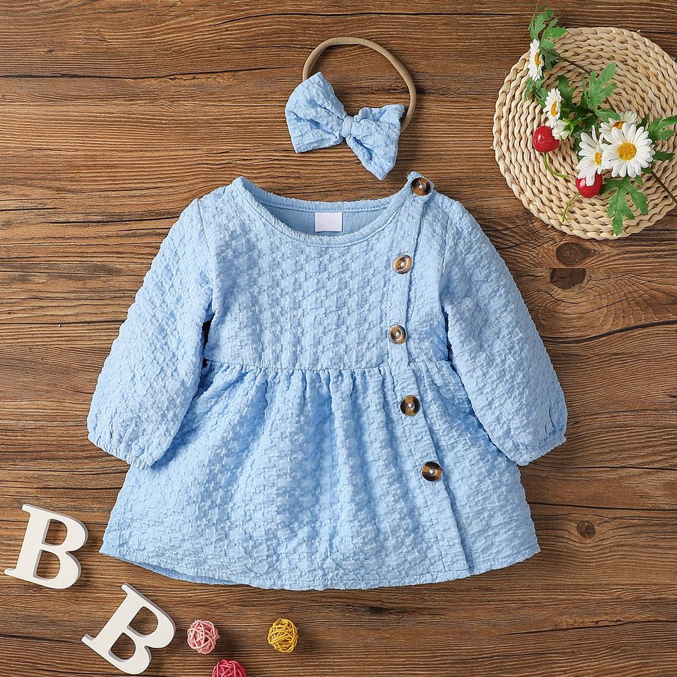 Baby girl Solid Jacquard Long-sleeve dress NZ