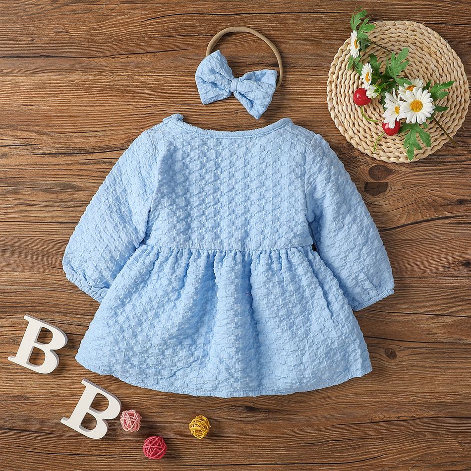 Baby girl Solid Jacquard Long-sleeve dress NZ