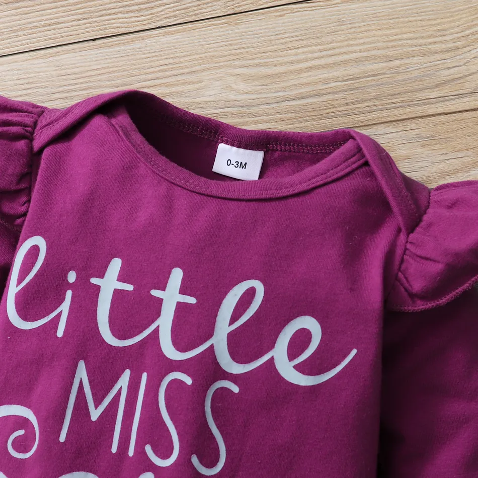 3pcs Letter and Floral Print  Long-sleeve Baby Romper Set