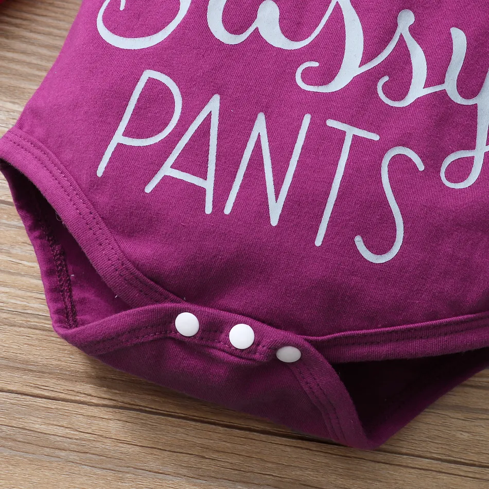 3pcs Letter and Floral Print  Long-sleeve Baby Romper Set