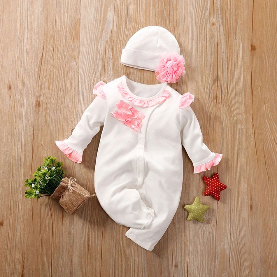 Baby girl 100% Cotton Jumpsuit and Hat