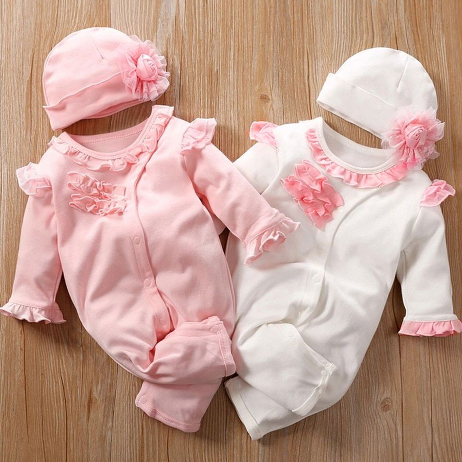 Baby girl 100% Cotton Jumpsuit and Hat