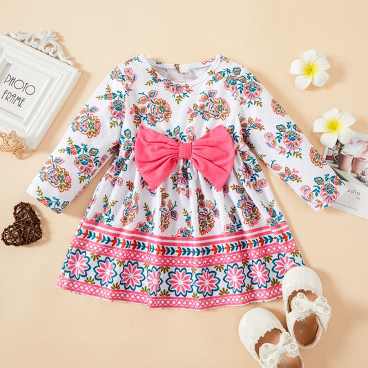 Baby/Toddler Girl  Floral Print Bowknot Dress