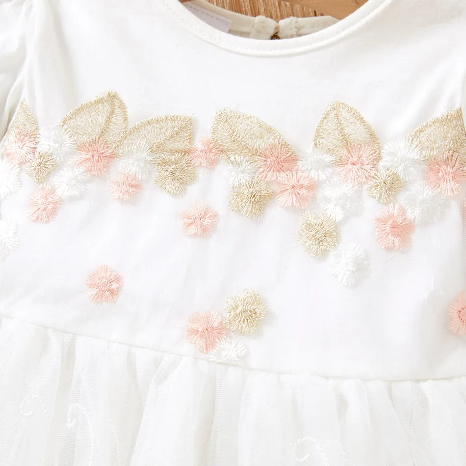 Baby Girl Princess Party/Baptism Floral Embroidered Dress and Hat