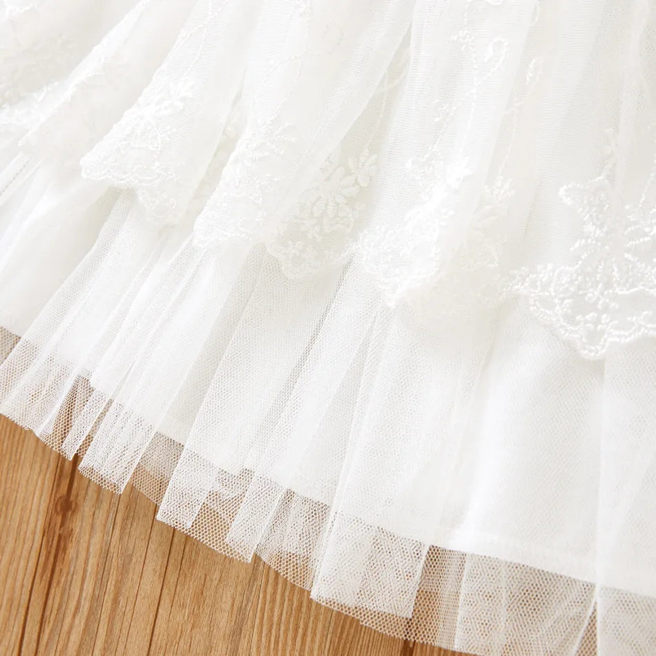 Baby Girl Princess Party/Baptism Floral Embroidered Dress and Hat