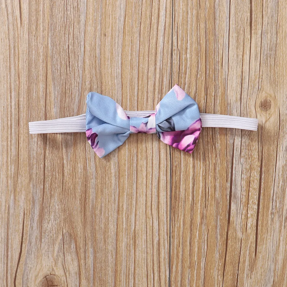 3pcs Baby Cotton Romper and Floral Print Trousers Set