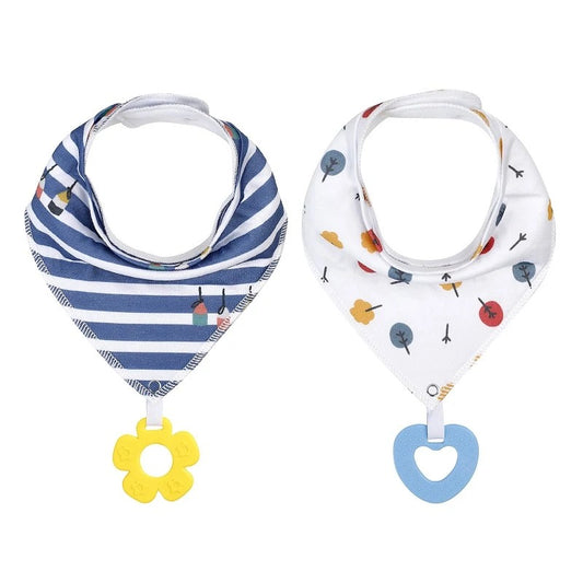 2-pack Baby Infant Toddler Teething Bib with Teething Toys