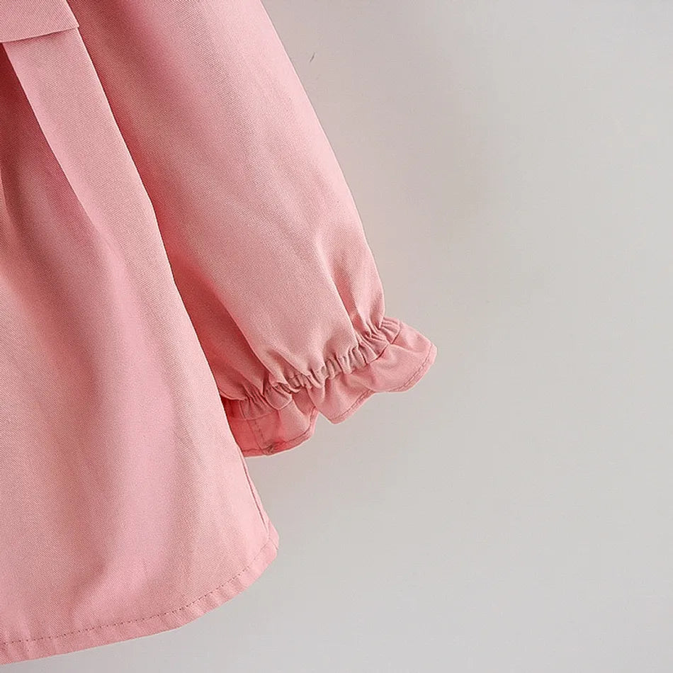 Baby Girl Solid Long-sleeve Floral Cotton Coat Jacket