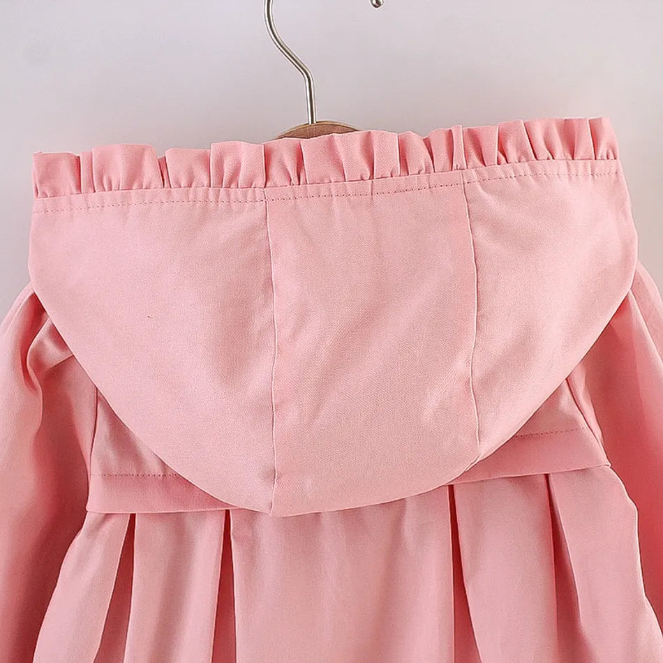 Baby Girl Solid Long-sleeve Floral Cotton Coat Jacket