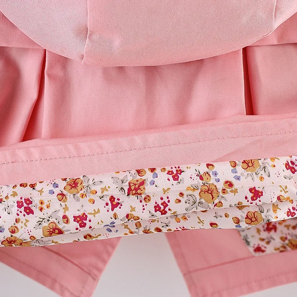 Baby Girl Solid Long-sleeve Floral Cotton Coat Jacket