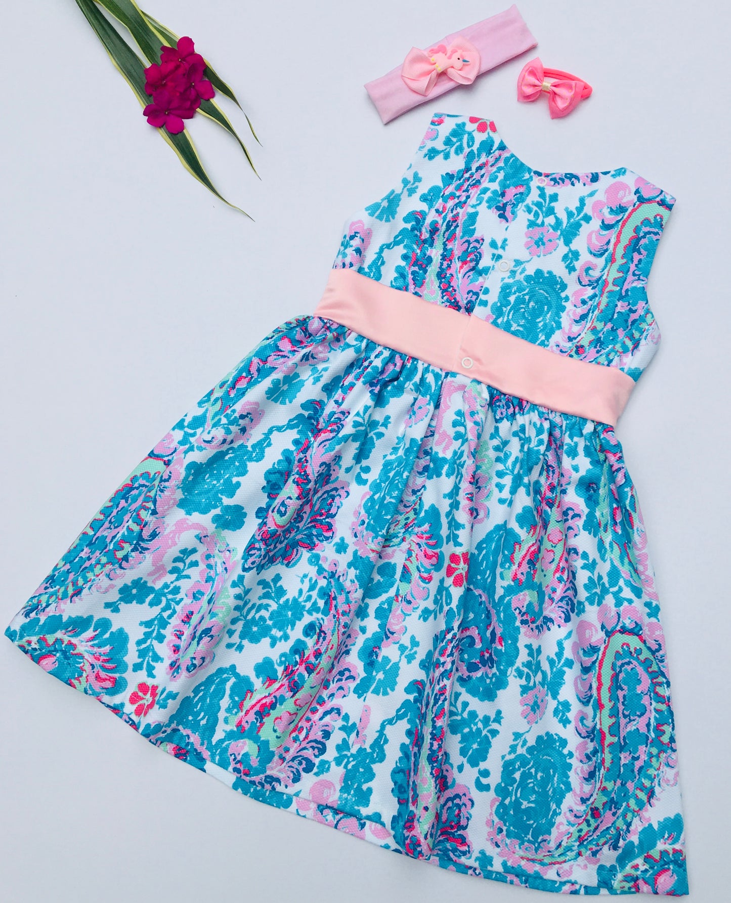 Blue Floral Print Toddler girl Dress