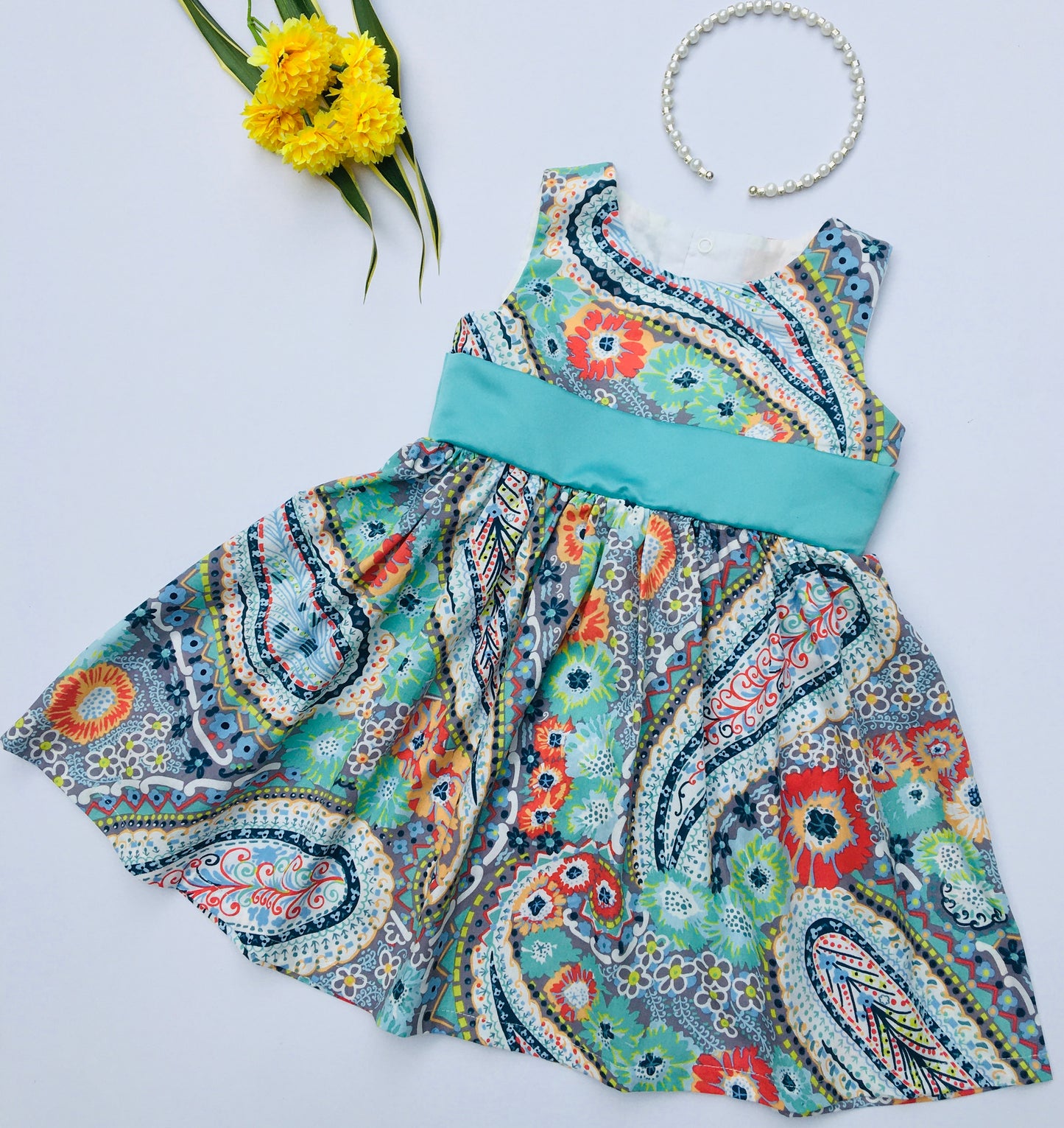 Green Floral Print Toddler girl Dress