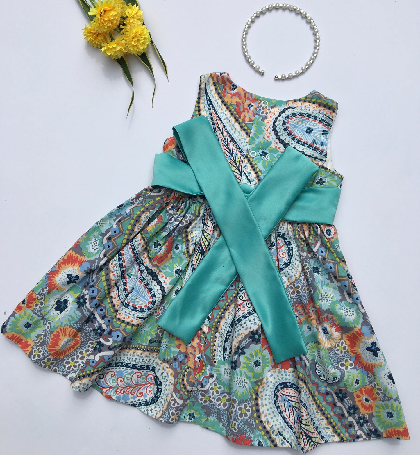 Green Floral Print Toddler girl Dress