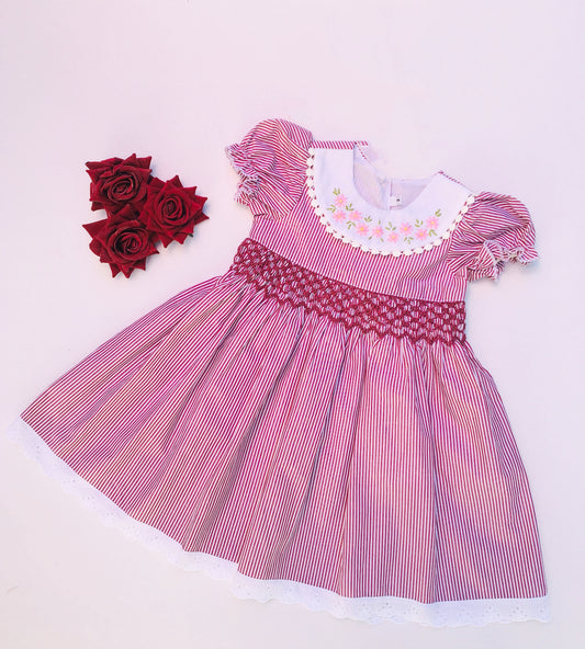 Light Maroon Smocked dress for Baby/Toddler
